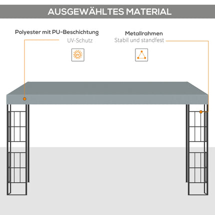Zahradní pergola 4x3m kovový rám, šedá polyesterová stříška