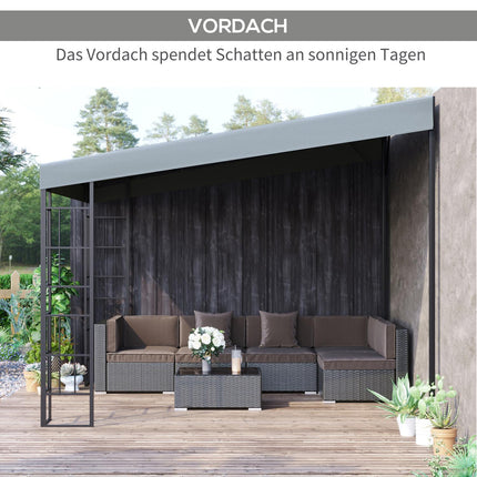 Zahradní pergola 4x3m kovový rám, šedá polyesterová stříška