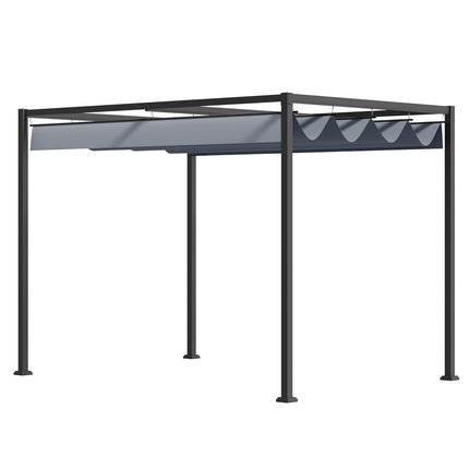 Pergola ocelová 4x3m s nastavitelnou střechou, tmavě šedá