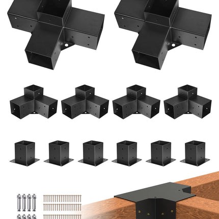 Pergola Brackets Kit 4x4, 12-Pc With 6 Post Bases
