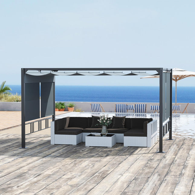 Zahradní pergola altán se stříškou a roletami