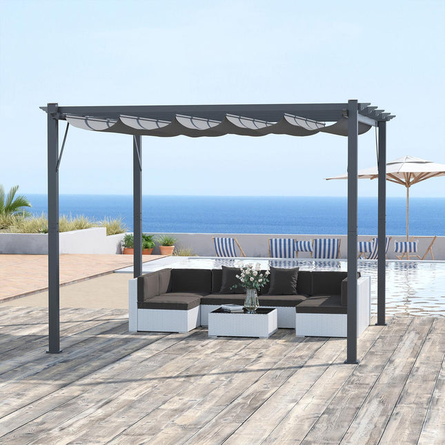 Hliníková pergola altán s posuvnou střechou, antracitově šedá, 3x3M