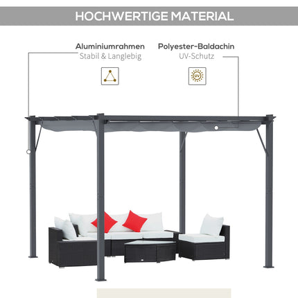 Hliníková pergola altán s posuvnou střechou, antracitově šedá, 3x3M