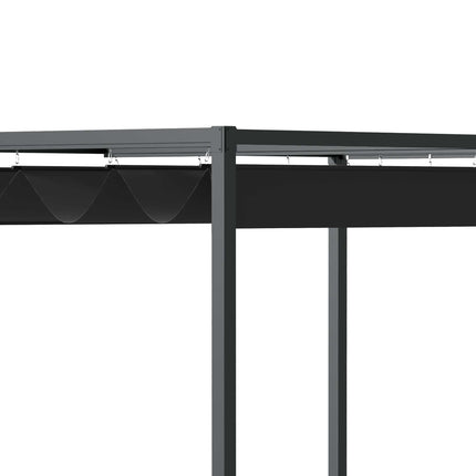 Zahradní altán pergola s nastavitelnou střechou, černo-šedý polyester