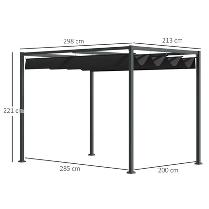 Zahradní altán pergola s nastavitelnou střechou, černo-šedý polyester