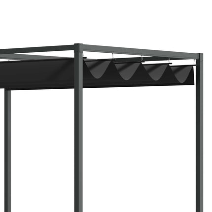Zahradní altán pergola s nastavitelnou střechou, černo-šedý polyester