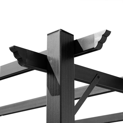 Nastavitelná hliníková pergola altán, 3x4m, šedá/hnědá