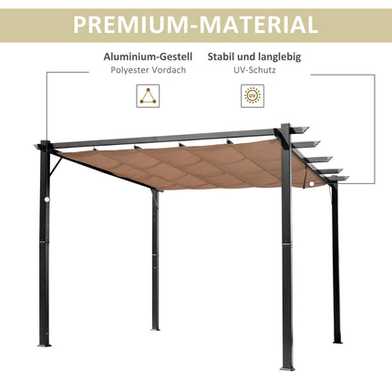 Nastavitelná hliníková pergola altán, 3x4m, šedá/hnědá