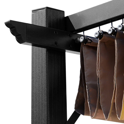 Nastavitelná hliníková pergola altán, 3x4m, šedá/hnědá