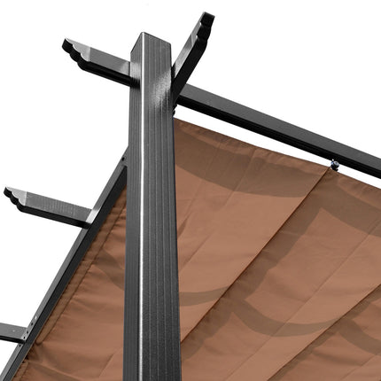 Nastavitelná hliníková pergola altán, 3x4m, šedá/hnědá
