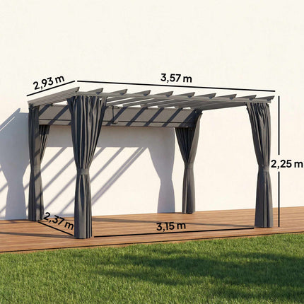 Pergola pavilon 3x3.6m, hliníkový rám, tmavě šedá