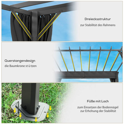 Pergola pavilon 3x3.6m, hliníkový rám, tmavě šedá