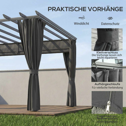 Pergola pavilon 3x3.6m, hliníkový rám, tmavě šedá