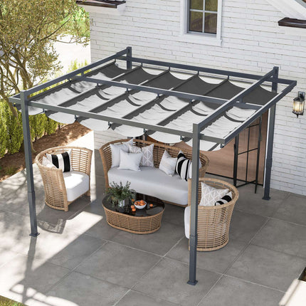 Volně stojící hliníková pergola 3.5x3m – nastavitelná střecha, odolná zimě