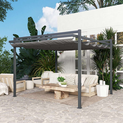 Volně stojící hliníková pergola 3.5x3m – nastavitelná střecha, odolná zimě