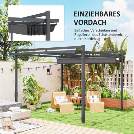 Volně stojící hliníková pergola 3.5x3m – nastavitelná střecha, odolná zimě