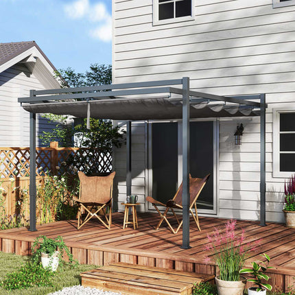 Volně stojící hliníková pergola 3.5x3m – nastavitelná střecha, odolná zimě