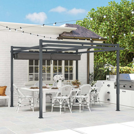 Volně stojící hliníková pergola 3.5x3m – nastavitelná střecha, odolná zimě