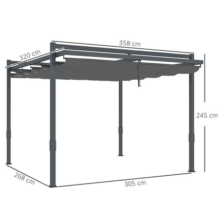 Volně stojící hliníková pergola 3.5x3m – nastavitelná střecha, odolná zimě