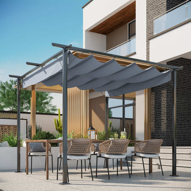 Pergola altán 3x3m s posuvnou střechou, vodotěsná UV ochrana