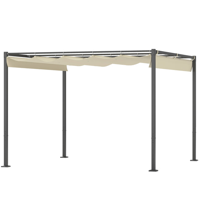 Nastavitelná kovová pergola – altán 3x3m, béžová, UV ochrana