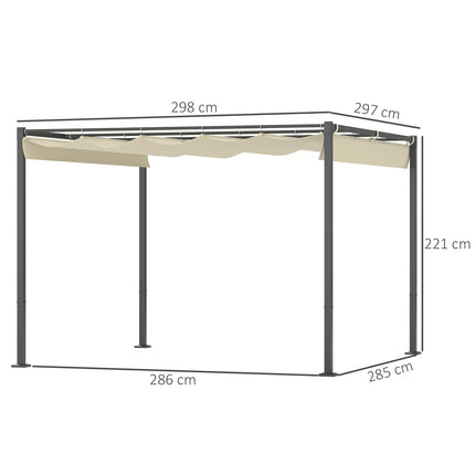 Nastavitelná kovová pergola – altán 3x3m, béžová, UV ochrana