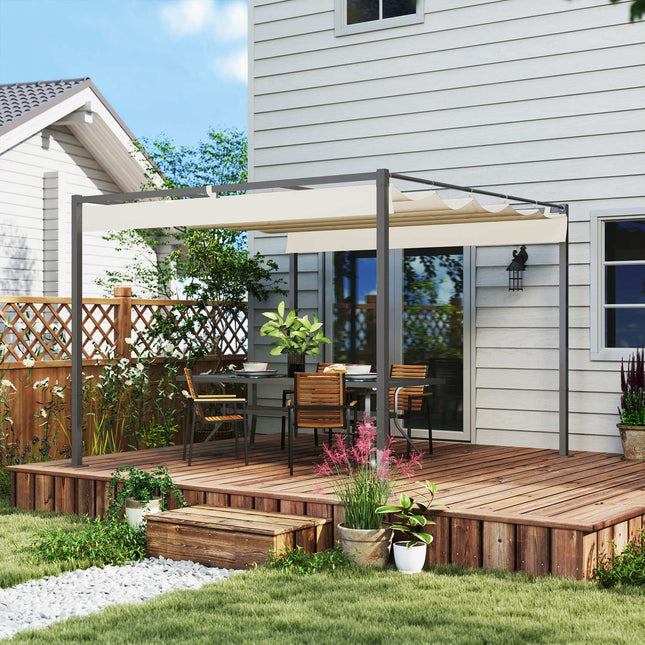 Nastavitelná kovová pergola – altán 3x3m, béžová, UV ochrana