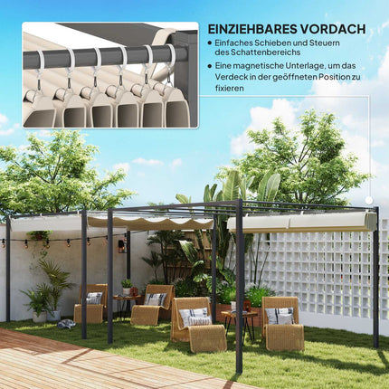 Nastavitelná kovová pergola – altán 3x3m, béžová, UV ochrana