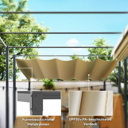 Nastavitelná kovová pergola – altán 3x3m, béžová, UV ochrana
