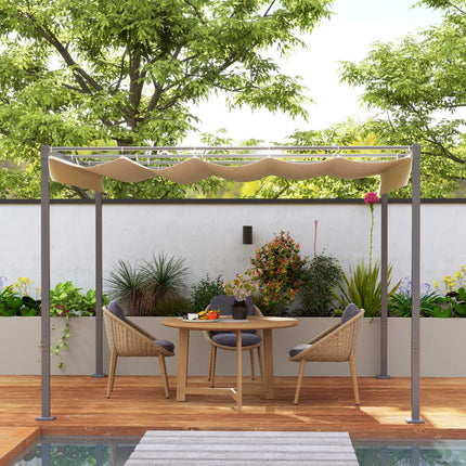 Nastavitelná kovová pergola – altán 3x3m, béžová, UV ochrana