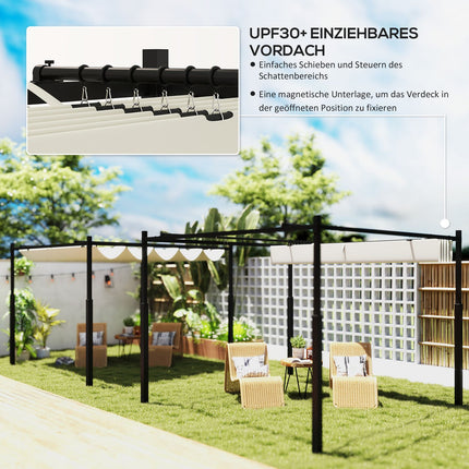 Pergola 3x3m samostatná kovová na terasu, UV 30+ krémově bílá