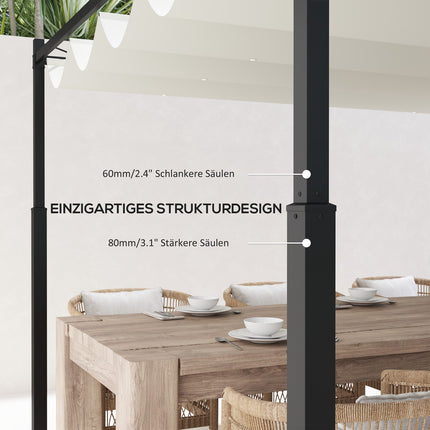 Pergola 3x3m samostatná kovová na terasu, UV 30+ krémově bílá