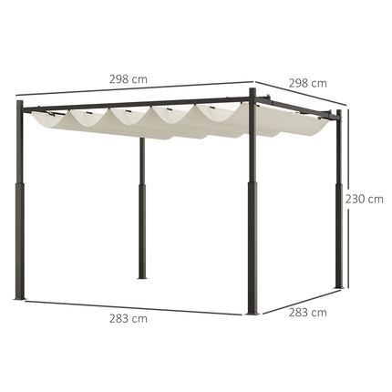 Pergola 3x3m samostatná kovová na terasu, UV 30+ krémově bílá