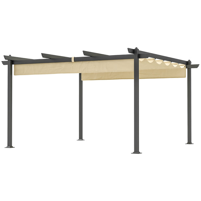 Hliníková zahradní pergola, nastavitelná střecha, 4x4m béžová