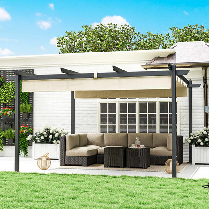 Aluminum garden pergola, adjustable roof, 4x4m Beige