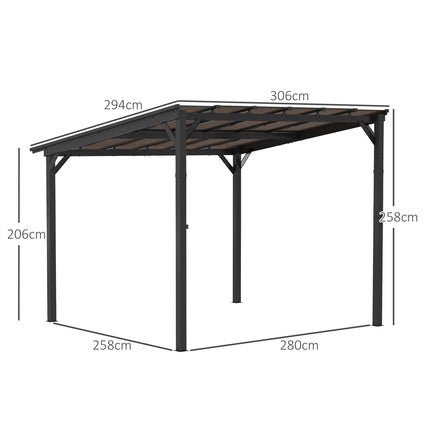 Kovová pergola altán 3x3m, voděodolná UV50+ tmavě šedá