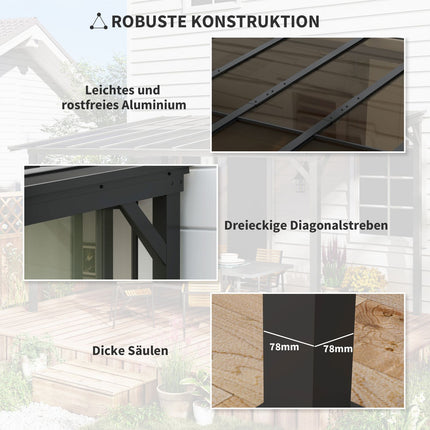 Kovová pergola altán 3x3m, voděodolná UV50+ tmavě šedá