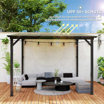 Kovová pergola altán 3x3m, voděodolná UV50+ tmavě šedá