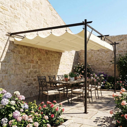Pergola s nastavitelnou střechou, 4x3m, nástěnná, UV30+ ochrana