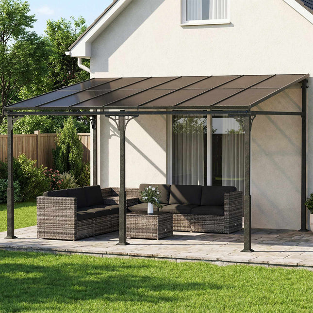 Pergola s polykarbonátovou střechou, kovový rám, 400x300 cm