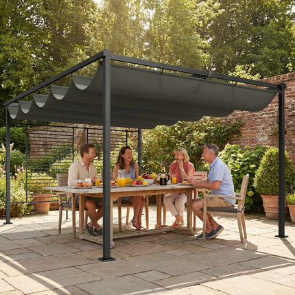 Pergola with Sliding Roof, UV50+ Protection, Dark Grey