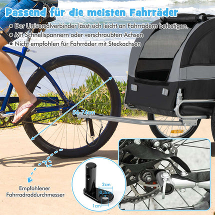 Opvouwbare fietsaanhanger voor huisdieren, draagvermogen 40 kg, grijs