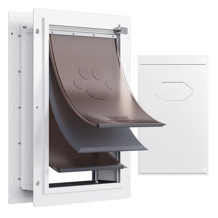 Pet Door 14.25 x 21.1 in, Metal Frame, Lock, 3-Flap System