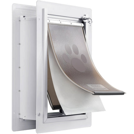 Pet Door 14.25 x 21.1 in, Metal Frame, Lock, 3-Flap System