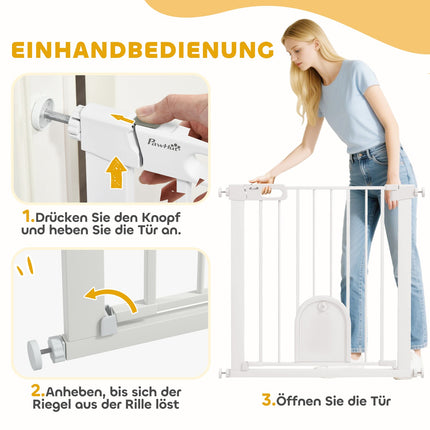 Pet Gate, Adjustable with Small Door, Metal & Plastic, White