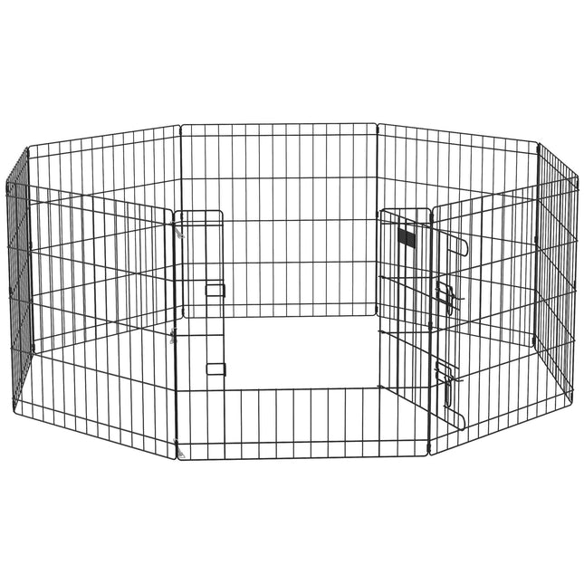 Ohrádka pro mazlíčky s dvířky, do interiéru/exteriéru, kov, 61 cm, černá