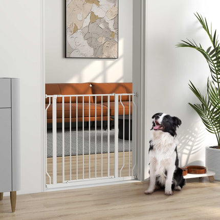 Bezpečnostní zábrana pro mazlíčky, nastavitelná 75-95 cm, obousměrné otevírání, bílá
