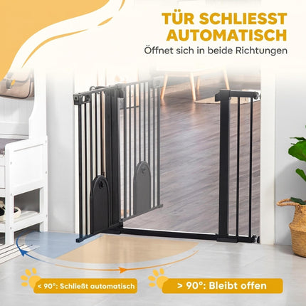 Pet Safety Gate, Steel, Adjustable 75-103 cm, Black