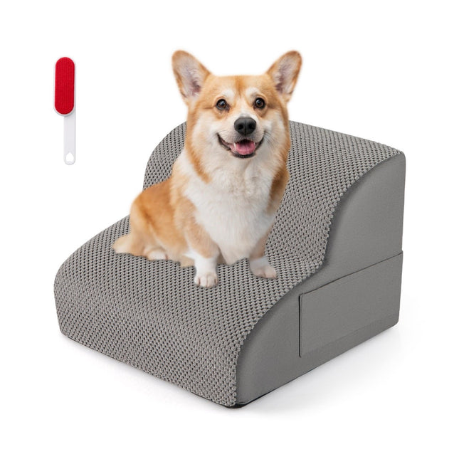 Schůdky pro mazlíčky, 2stupňová pěna, protiskluzové, nosnost 20kg, šedé