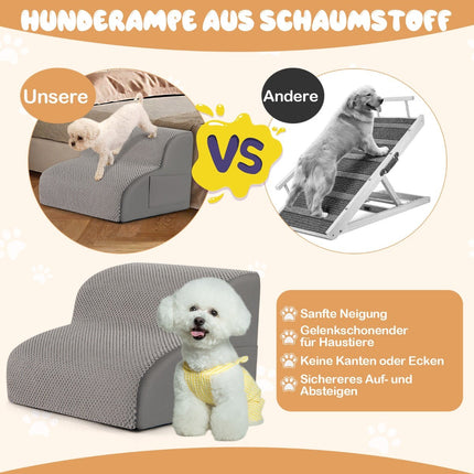 Schůdky pro mazlíčky, 2stupňová pěna, protiskluzové, nosnost 20kg, šedé